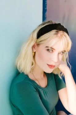 Andi Crushed Cotton Headband in Black