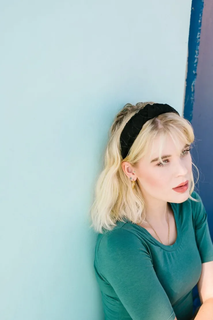 Andi Crushed Cotton Headband in Black