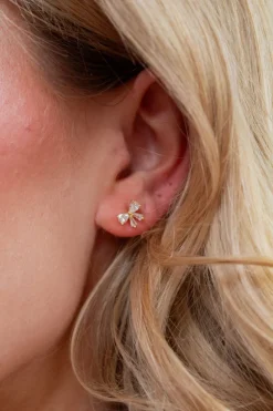 Andi Delicate Crystal Bow Studs - Hypoallergenic