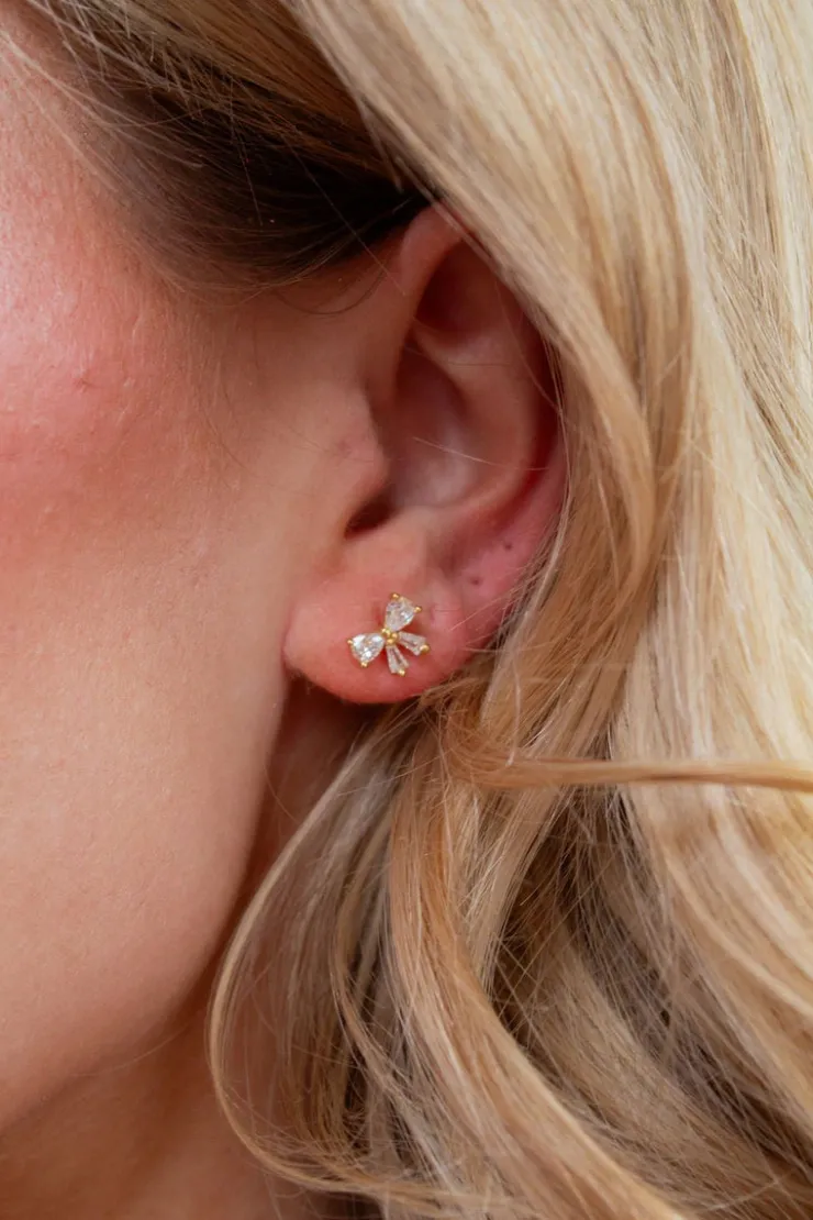 Andi Delicate Crystal Bow Studs - Hypoallergenic