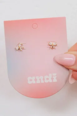 Andi Delicate Crystal Bow Studs - Hypoallergenic