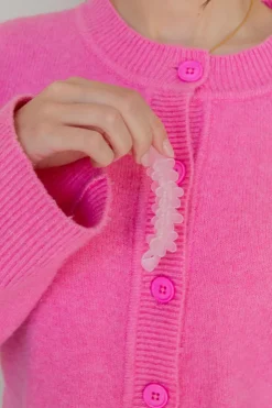 Andi Frosted Pink Flower Banana Clip