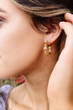 Andi Gold Daisy Hoops - Hypoallergenic