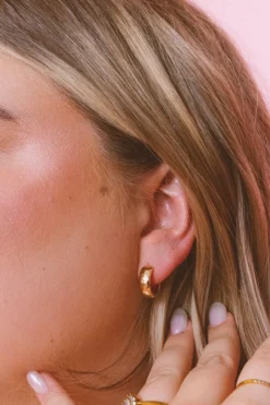 Andi Gold Hammered Hoops - Hypoallergenic