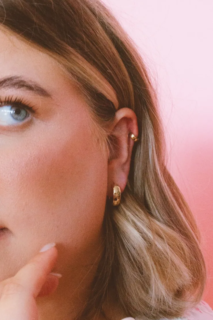 Andi Gold Hammered Hoops - Hypoallergenic