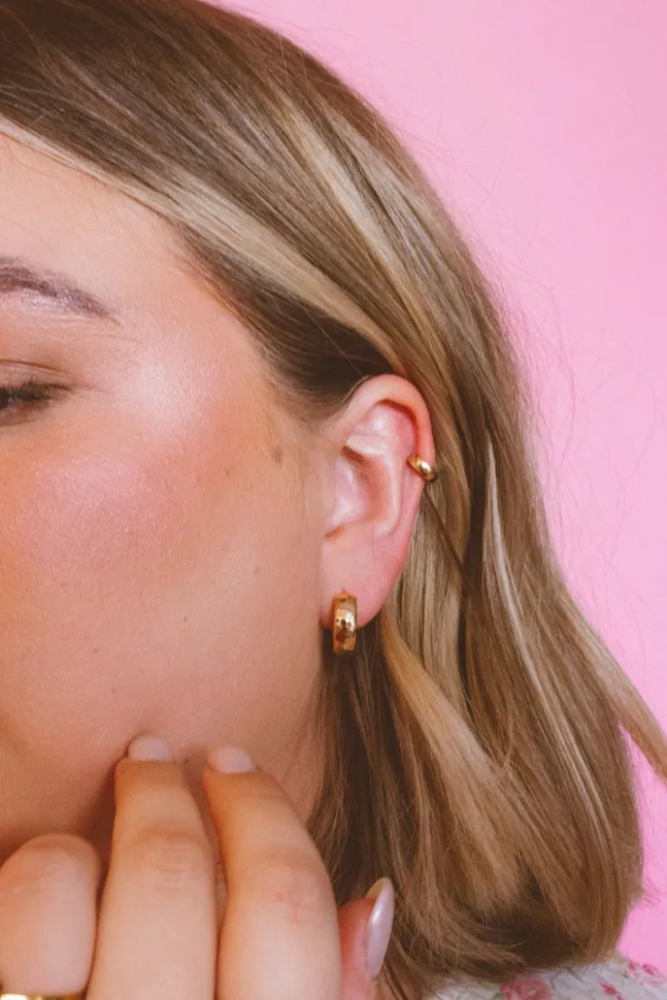 Andi Gold Hammered Hoops - Hypoallergenic