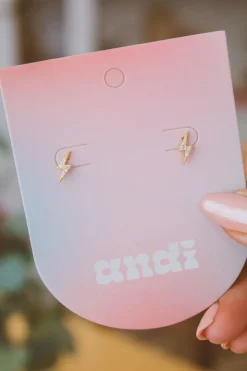 Andi Gold Lightning Studs - Hypoallergenic