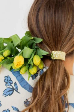 Andi Gold Ruffled Bar Ponytail Cuff
