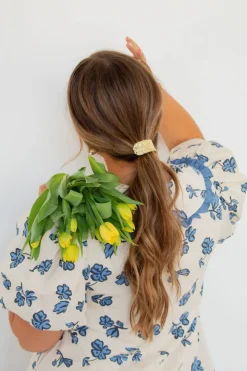 Andi Gold Ruffled Bar Ponytail Cuff