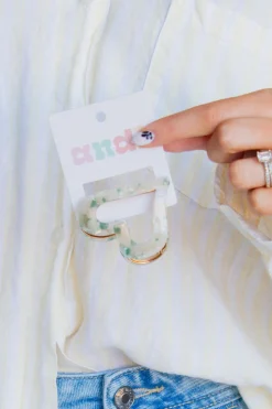 Andi Green Marble Heart Claw Clip