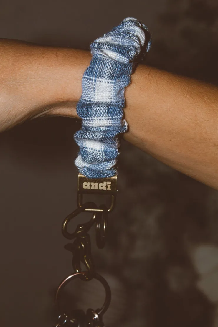 Andi Icy Blue Gingham Keychain