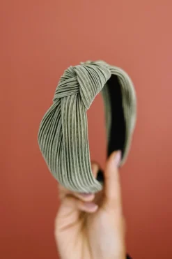Andi Ivy Green Pleated Hard Headband