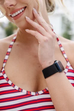 Andi Jet Black Adjustable Elastic Watch Band