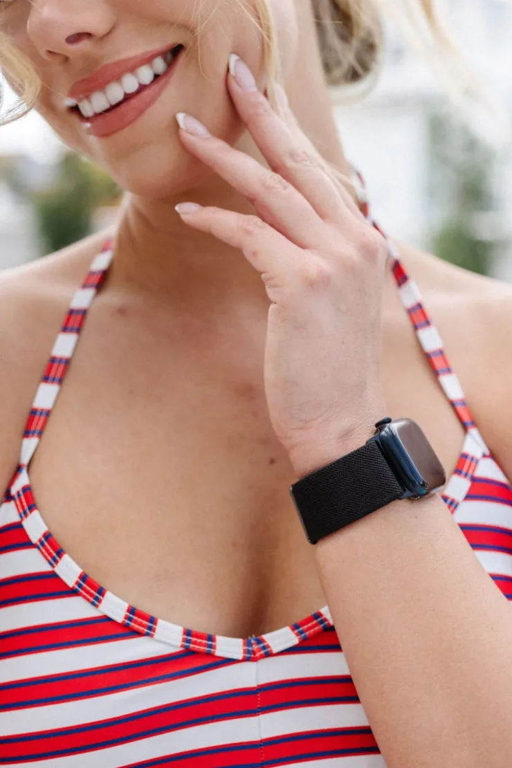 Andi Jet Black Adjustable Elastic Watch Band