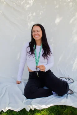 Andi Kelly Green Checkered Lanyard