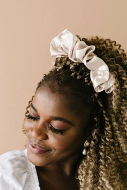 Andi Latte Satin Jumbo Scrunchie