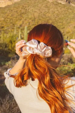 Andi Latte Satin Jumbo Scrunchie