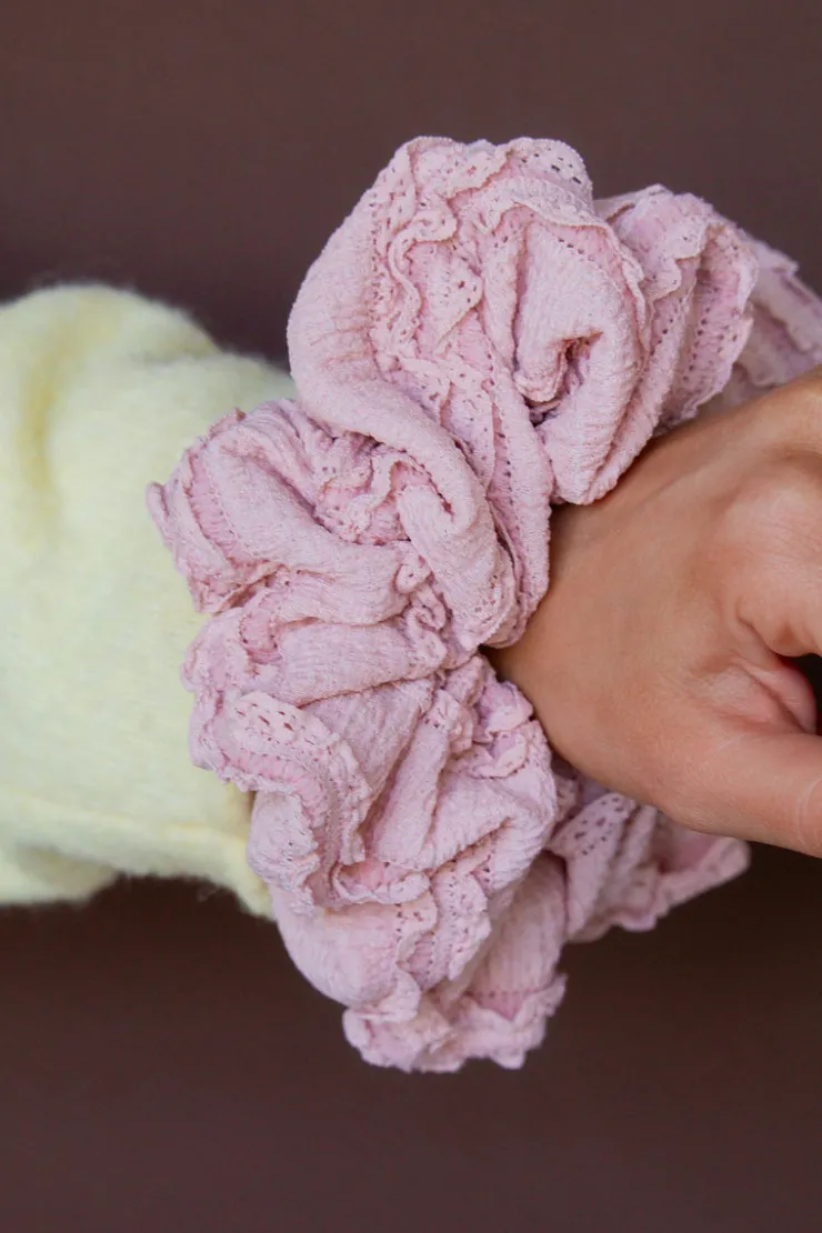 Andi Light Pink Ruffle Jumbo Scrunchie