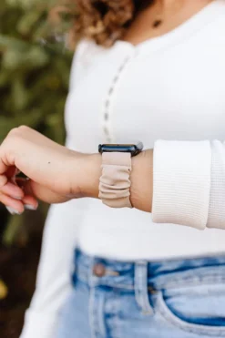 Andi Light Tan Athletic Scrunchie Band Compatible with Apple Watch