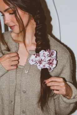 Andi Maroon Floral Jumbo Scrunchie