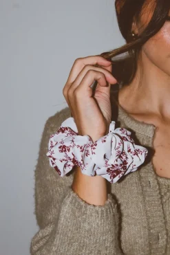Andi Maroon Floral Jumbo Scrunchie