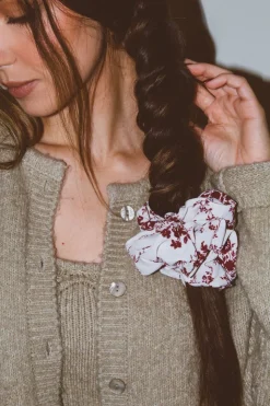 Andi Maroon Floral Jumbo Scrunchie
