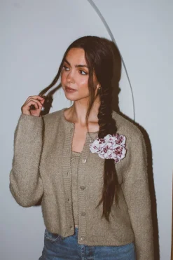 Andi Maroon Floral Jumbo Scrunchie