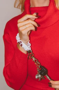 Andi Maroon Floral Keychain