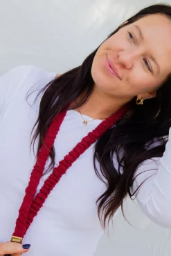 Andi Maroon Linen Lanyard