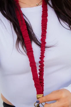 Andi Maroon Linen Lanyard