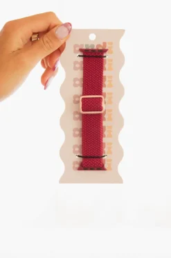 Andi Maroon Thick Weaved Adjustable Elastic Watch Band