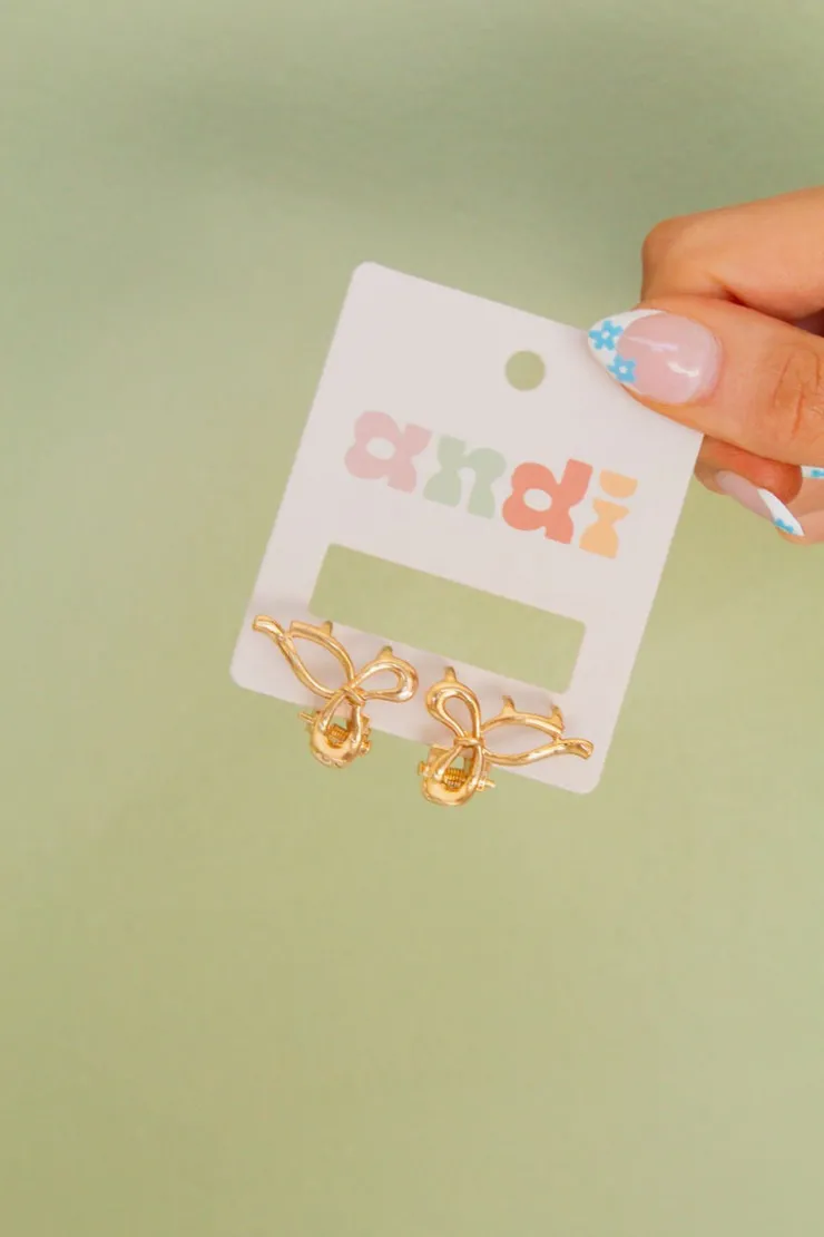 Andi Micro Gold Bow Claw Clips