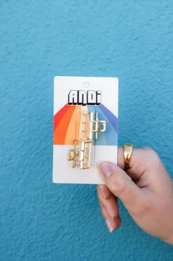 Andi Micro Rectangle Gold Claw Clips