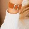 Andi Mustard Thick Weaved Adjustable Elastic Watch Band