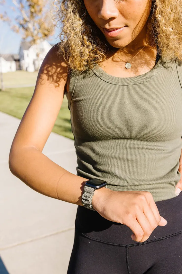 Andi Olive Hexagon Athletic Scrunchie Band Compatible with Apple Watch