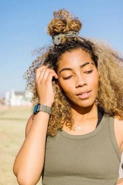 Andi Olive Hexagon Athletic Scrunchie Band Compatible with Apple Watch