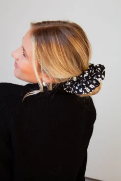 Andi Onyx Floral Jumbo Scrunchie