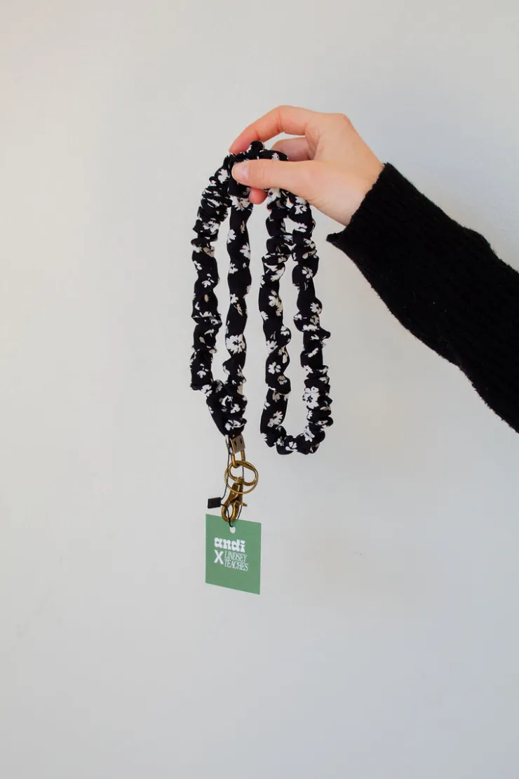 Andi Onyx Floral Lanyard