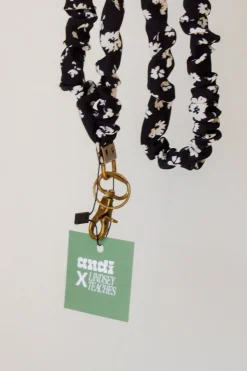 Andi Onyx Floral Lanyard
