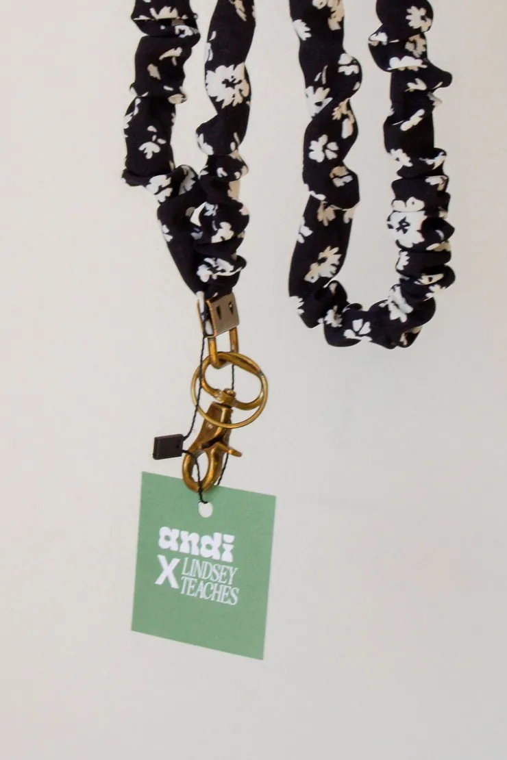 Andi Onyx Floral Lanyard