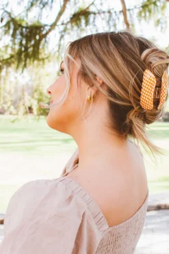 Andi Orange Checkered Claw Clip