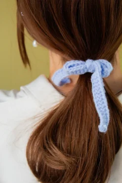 Andi Pastel Knit Bow Ponytail Holder