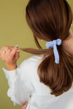 Andi Pastel Knit Bow Ponytail Holder