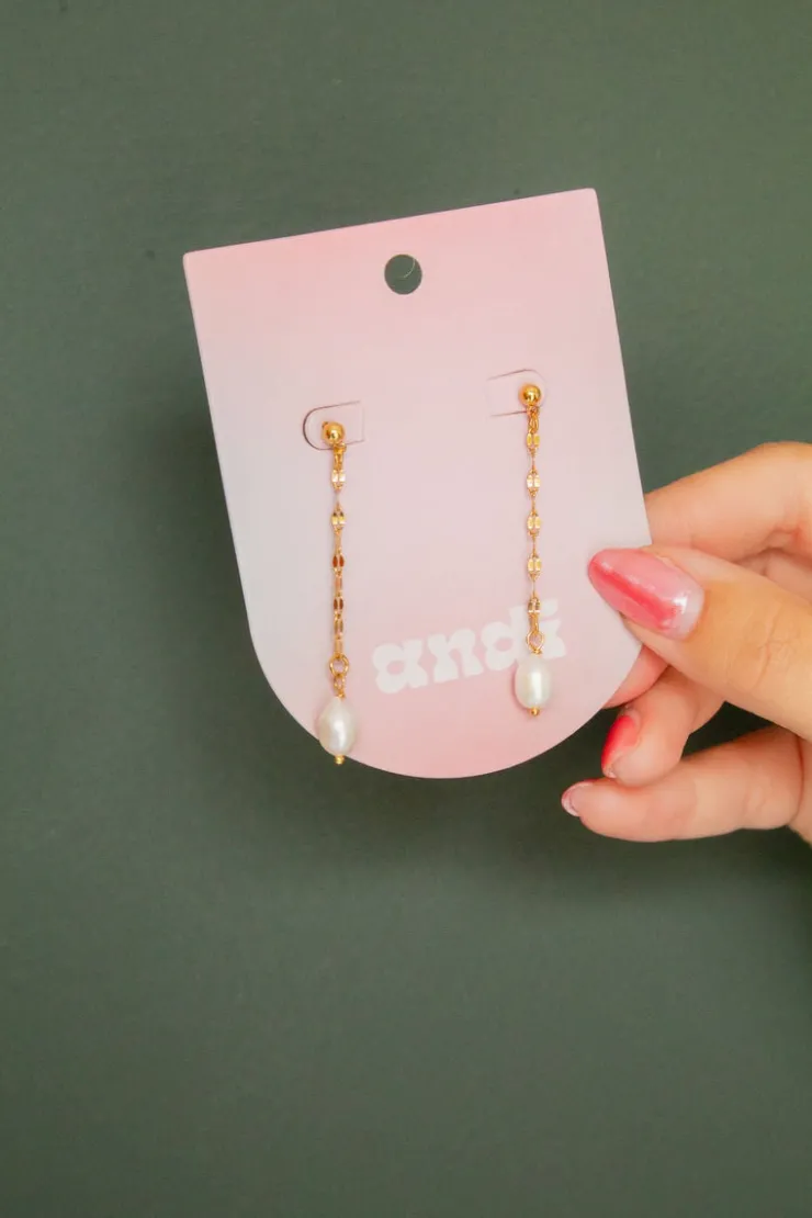 Andi Pearl Droplet Studs - Hypoallergenic