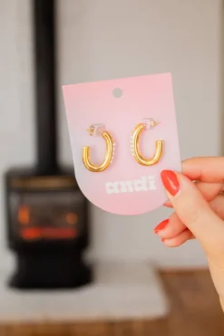 Andi Pearl Encrusted Half Hoops