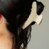 Andi Pearl Studded Champagne Claw Clip