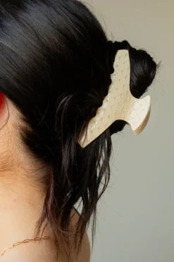 Andi Pearl Studded Champagne Claw Clip