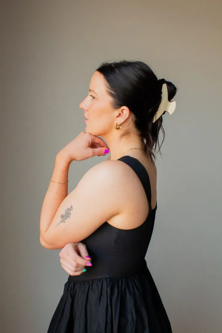 Andi Pearl Studded Champagne Claw Clip