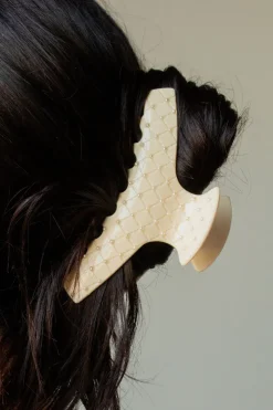Andi Pearl Studded Champagne Claw Clip