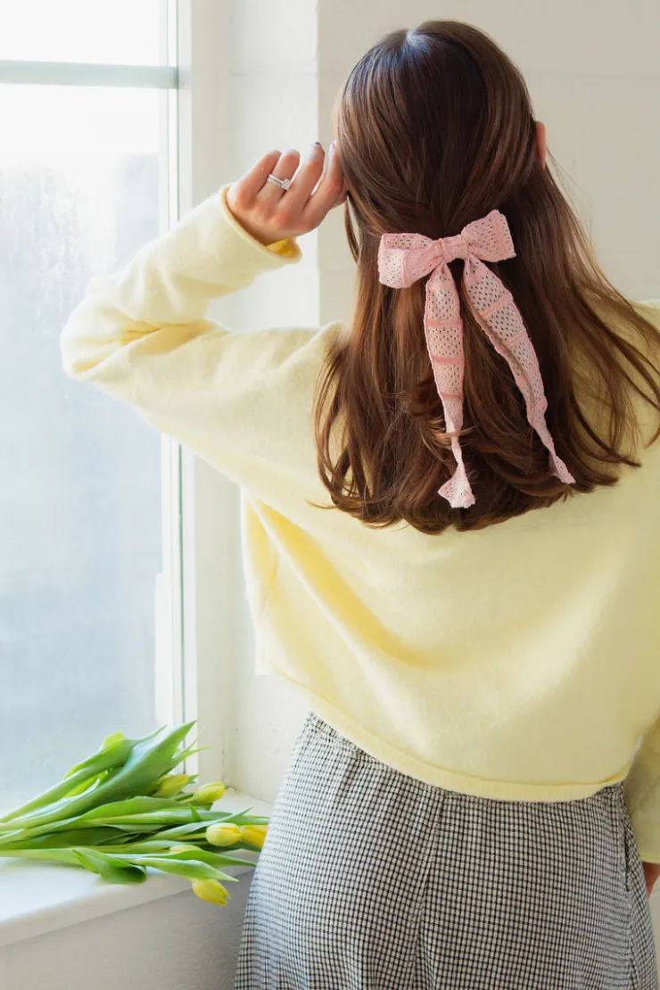 Andi Pink Long Bow Barrette